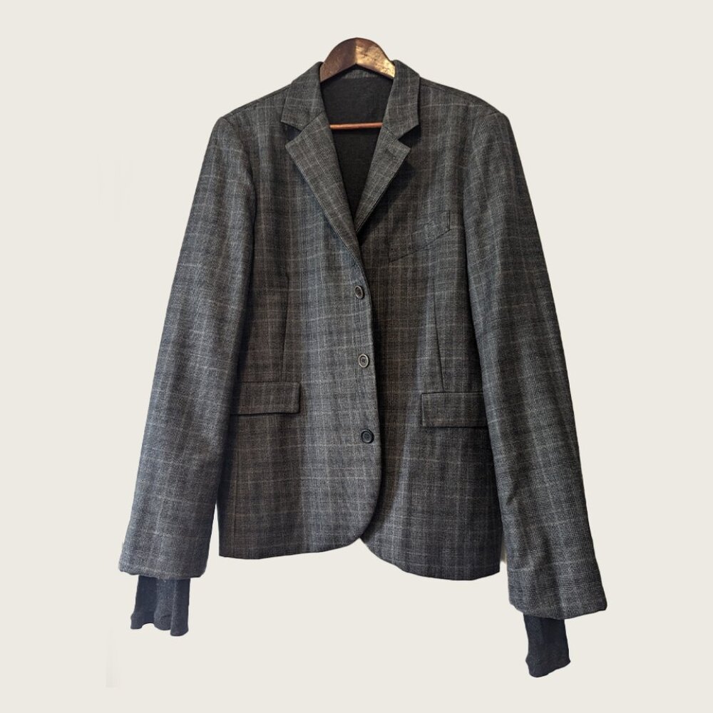 Men's Gray Plaid Blazer Jacket - Classic Tailored Style